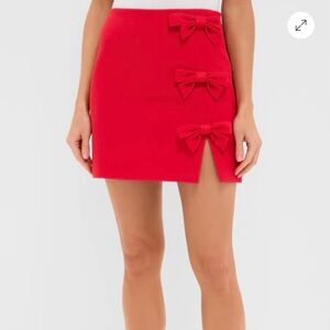 Tuckernuck Red Mini Skirt with Bow Details